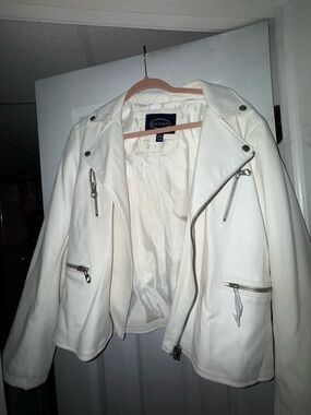 White Faux Leather Moto Jacket